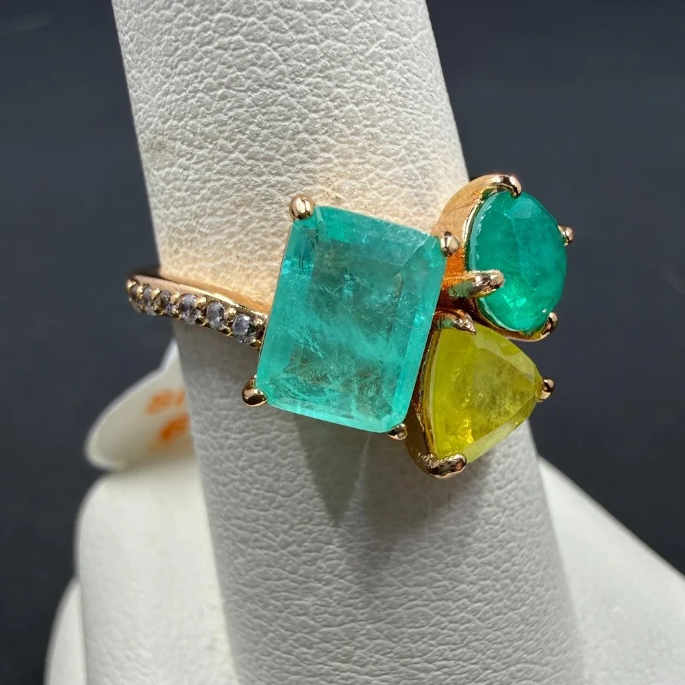 Bomb Party Peaceful Moments Size 6 Ring Lab Stones with Genuin Quartz RBP6140